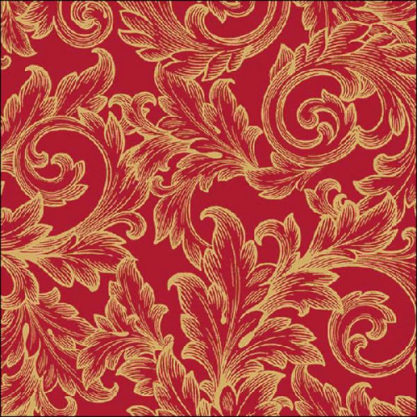 20 Tovaglioli 33 X 33 Baroque Gold/red