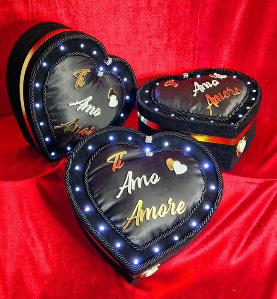 Ti amo amore scatola regalo con led 33 x 29 x 12 cm