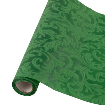 Table runner tessuto damascato floccato cm 28 x 30 verde